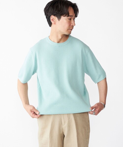 SHIPS:〈手洗い可能〉リネン バスケット ニット Tシャツ セール】SHIPS:〈手洗い可能〉リネン バスケット ニット Tシャツ