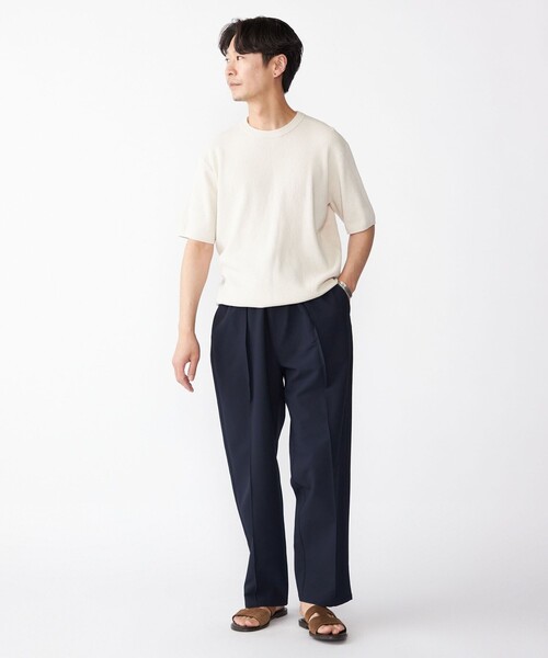 SHIPS(シップス)の「SHIPS:〈手洗い可能〉リネン バスケット ニット Tシャツ(ニット/セーター・メンズ・ライトブルー/ネイビー/クリーム/ナチュラル・SMALL/MEDIUM/LARGE/X-LARGE)」の5枚目の写真