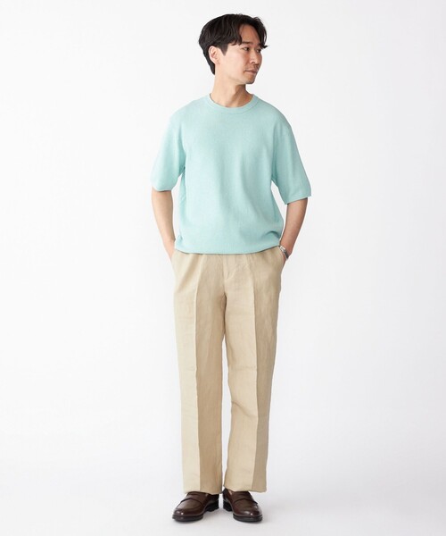 SHIPS(シップス)の「SHIPS:〈手洗い可能〉リネン バスケット ニット Tシャツ(ニット/セーター・メンズ・ライトブルー/ネイビー/クリーム/ナチュラル・SMALL/MEDIUM/LARGE/X-LARGE)」の6枚目の写真