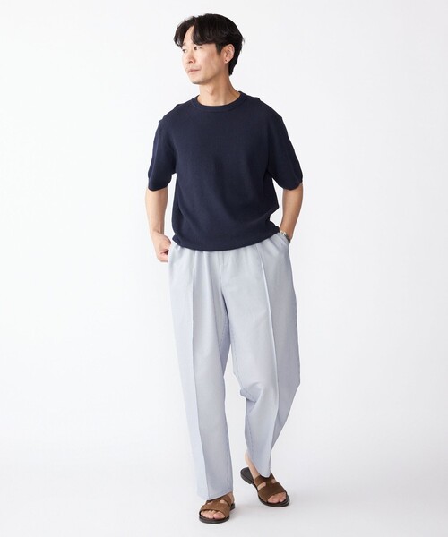 SHIPS(シップス)の「SHIPS:〈手洗い可能〉リネン バスケット ニット Tシャツ(ニット/セーター・メンズ・ライトブルー/ネイビー/クリーム/ナチュラル・SMALL/MEDIUM/LARGE/X-LARGE)」の7枚目の写真