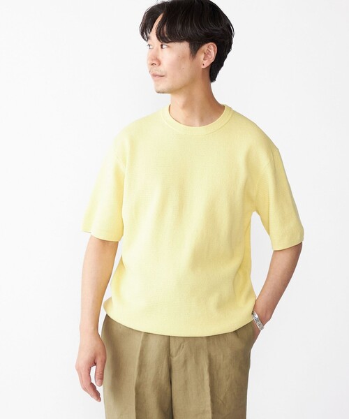 SHIPS(シップス)の「SHIPS:〈手洗い可能〉リネン バスケット ニット Tシャツ(ニット/セーター・メンズ・ライトブルー/ネイビー/クリーム/ナチュラル・SMALL/MEDIUM/LARGE/X-LARGE)」の12枚目の写真
