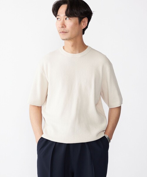 SHIPS(シップス)の「SHIPS:〈手洗い可能〉リネン バスケット ニット Tシャツ(ニット/セーター・メンズ・ライトブルー/ネイビー/クリーム/ナチュラル・SMALL/MEDIUM/LARGE/X-LARGE)」の16枚目の写真