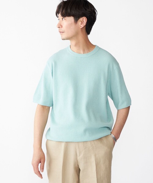 SHIPS(シップス)の「SHIPS:〈手洗い可能〉リネン バスケット ニット Tシャツ(ニット/セーター・メンズ・ライトブルー/ネイビー/クリーム/ナチュラル・SMALL/MEDIUM/LARGE/X-LARGE)」の17枚目の写真
