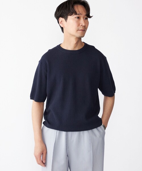 SHIPS(シップス)の「SHIPS:〈手洗い可能〉リネン バスケット ニット Tシャツ(ニット/セーター・メンズ・ライトブルー/ネイビー/クリーム/ナチュラル・SMALL/MEDIUM/LARGE/X-LARGE)」の18枚目の写真