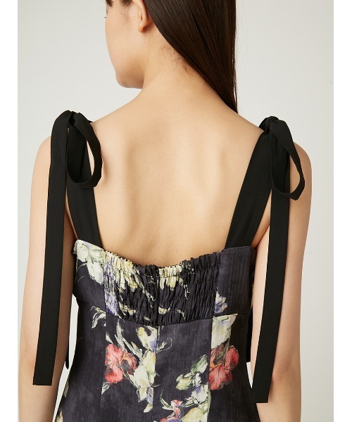 FRAY.ID プレイアイディー ショルダーリボンフラワーワンピース ブラック FRAY I.D（フレイアイディー）の「【00サイズ】ショルダーリボン