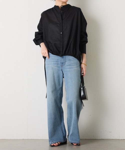 COLLAGE GALLARDAGALANTE（コラージュガリャルダガランテ）の「裾ドロストラミーシャツ/WEB限定カラー展開（シャツ/ブラウス・レディース・ホワイト/ブラック/ブラウン/オレンジ・FREE）」の14枚目の写真