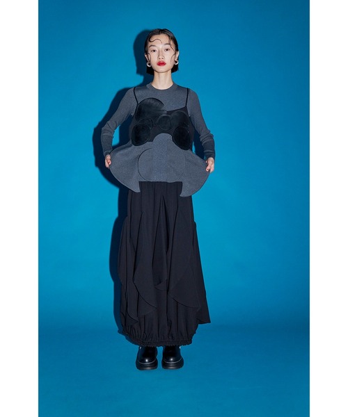 CIRCLE LAYERED DOCKING KNIT TOP（ニット/セーター）｜OMMO