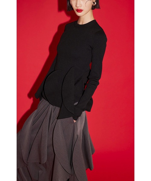 CIRCLE LAYERED DOCKING KNIT TOP（ニット/セーター）｜OMMO
