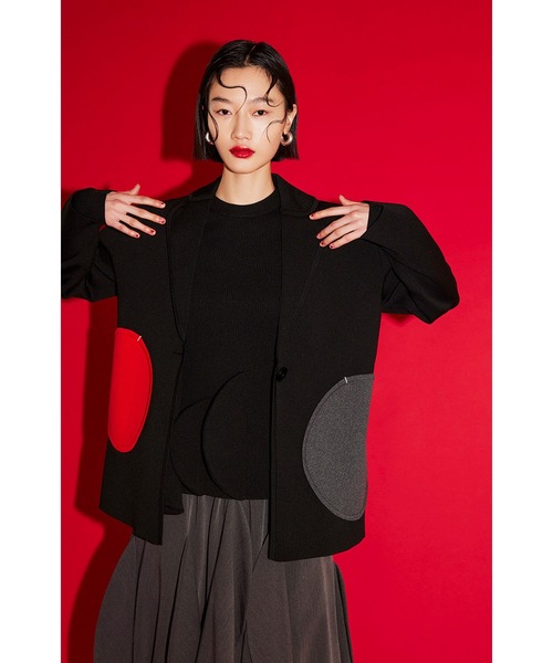 CIRCLE LAYERED DOCKING KNIT TOP（ニット/セーター）｜OMMO