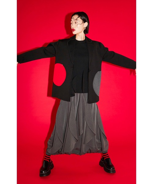 yoko 新品 OMMO CIRCLE LAYERED KNIT OP OMMO ONLINE STORE / CIRCLE LAYERED DOCKING KNIT TOP