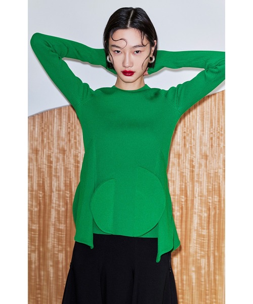 OMMO LONG SLEEVE KNIT（CIRCLE LAYERED DOCKING KNIT TOP