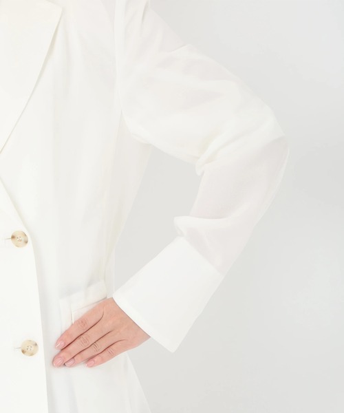 STRAWBERRY-FIELDS（ストロベリーフィールズ）の「リネンライクダブルジャケット（テーラードジャケット・レディース・オフホワイト/サンドベージュ/ブラック・2）」の12枚目の写真