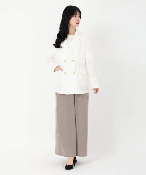 STRAWBERRY-FIELDS（ストロベリーフィールズ）の「リネンライクダブルジャケット（テーラードジャケット・レディース・オフホワイト/サンドベージュ/ブラック・2）」の15枚目の写真