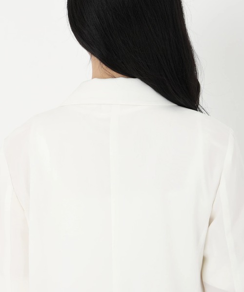 STRAWBERRY-FIELDS（ストロベリーフィールズ）の「リネンライクダブルジャケット（テーラードジャケット・レディース・オフホワイト/サンドベージュ/ブラック・2）」の11枚目の写真