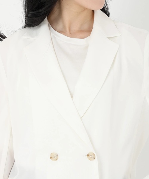 STRAWBERRY-FIELDS（ストロベリーフィールズ）の「リネンライクダブルジャケット（テーラードジャケット・レディース・オフホワイト/サンドベージュ/ブラック・2）」の10枚目の写真