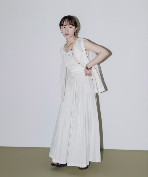 ベスト ジレ バックフリル アウトポケットメッシュベスト レディース Eimee Law ベスト ジレ バックフリル アウトポケットメッシュ