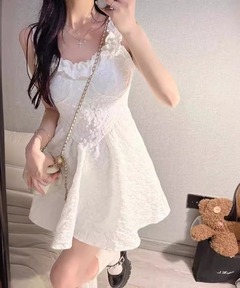 lace docking dot cami onepiece / レースドッキングドットキャミ