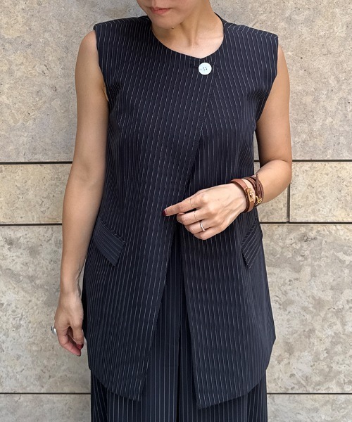 JENNE ストライプ柄 半袖ラップトップス JENNE｜ジェンヌのその他トップス（ストライプ柄）通販 - ZOZOTOWN