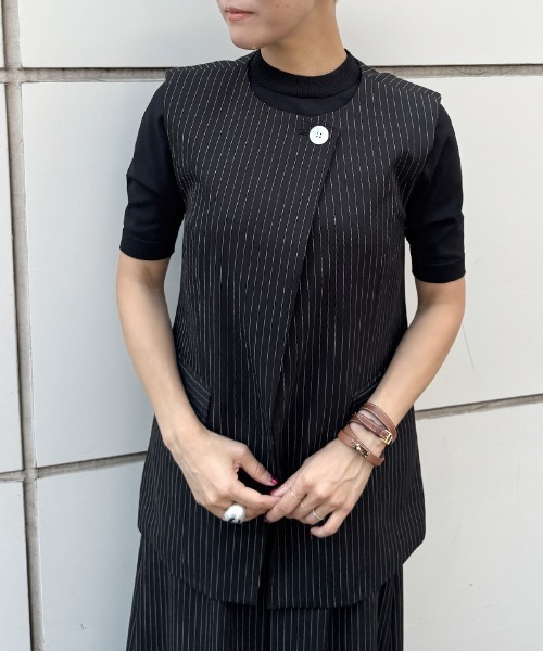 JENNE(ジェンヌ)の「ピンストライプモダンジレ(その他トップス・レディース・ネイビー/ブラック/ホワイト・SMALL/MEDIUM/LARGE)」の9枚目の写真