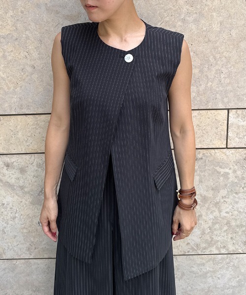 セール】ピンストライプモダンジレ（その他トップス）｜JENNE