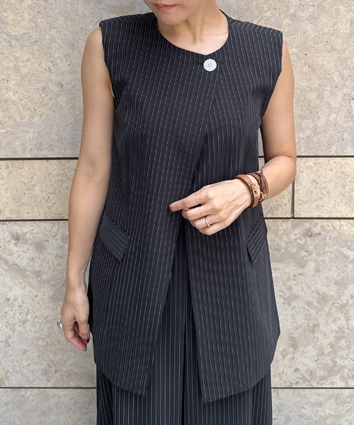 セール】ピンストライプモダンジレ（その他トップス）｜JENNE