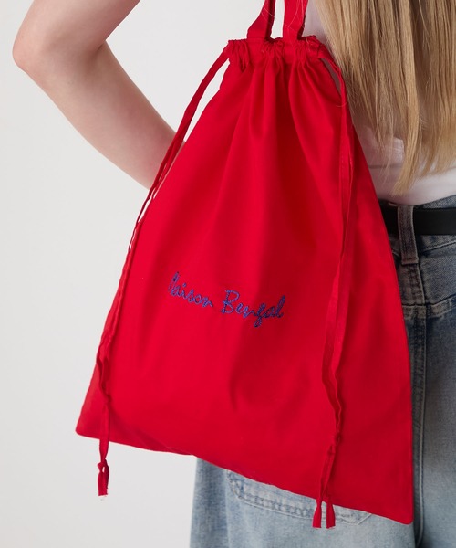 MAISON BENGAL（マイソンベンガル）の「【forksy.】【Maison Bengal】メゾンベンガル ロゴ刺繍 巾着 トートバッグ（トートバッグ・レディース・ブルー/ブラック/ホワイト/レッド/ピンク・FREE）」の5枚目の写真