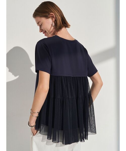 ELENDEEK（エレンディーク）の「バックプリーツチュールカットソー（Tシャツ/カットソー・レディース・ネイビー/ブラック/オフホワイト・FREE）」の3枚目の写真