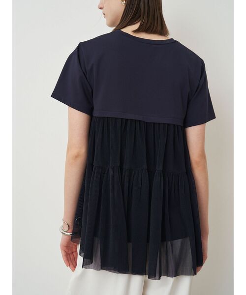 ELENDEEK（エレンディーク）の「バックプリーツチュールカットソー（Tシャツ/カットソー・レディース・ネイビー/ブラック/オフホワイト・FREE）」の4枚目の写真