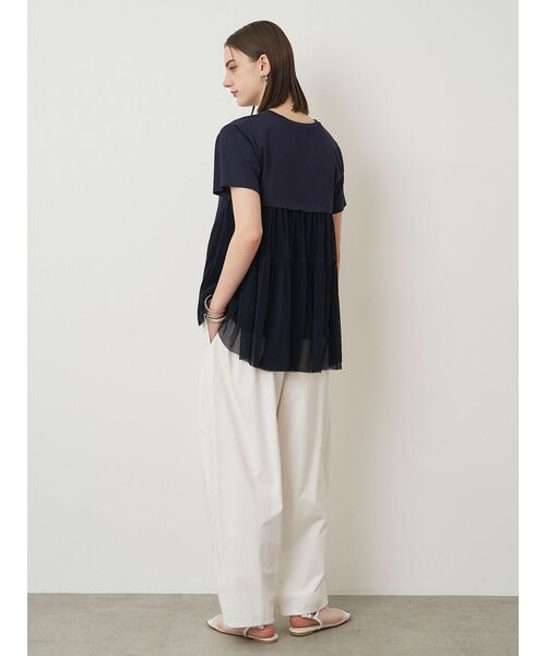 ELENDEEK（エレンディーク）の「バックプリーツチュールカットソー（Tシャツ/カットソー・レディース・ネイビー/ブラック/オフホワイト・FREE）」の6枚目の写真