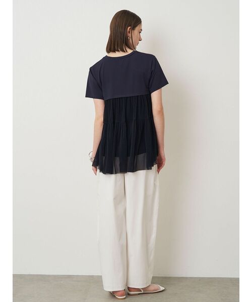 ELENDEEK（エレンディーク）の「バックプリーツチュールカットソー（Tシャツ/カットソー・レディース・ネイビー/ブラック/オフホワイト・FREE）」の7枚目の写真