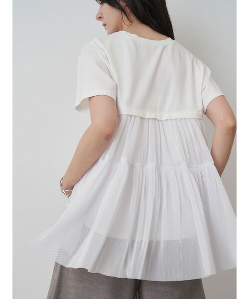 ELENDEEK（エレンディーク）の「バックプリーツチュールカットソー（Tシャツ/カットソー・レディース・ネイビー/ブラック/オフホワイト・FREE）」の10枚目の写真