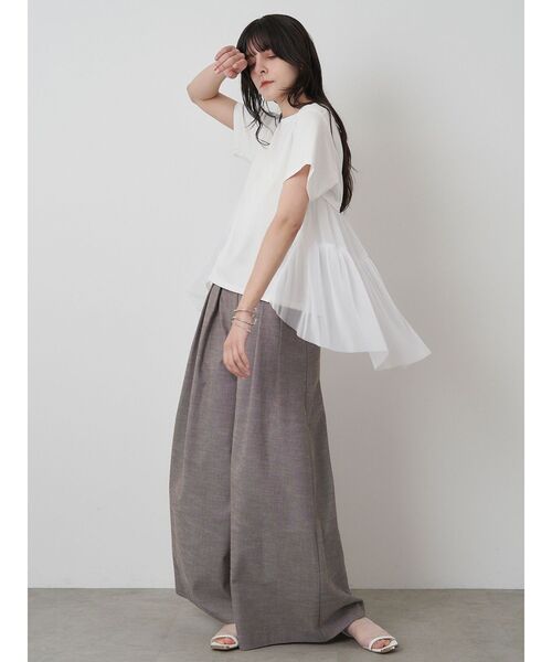 ELENDEEK（エレンディーク）の「バックプリーツチュールカットソー（Tシャツ/カットソー・レディース・ネイビー/ブラック/オフホワイト・FREE）」の13枚目の写真