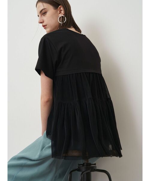 ELENDEEK（エレンディーク）の「バックプリーツチュールカットソー（Tシャツ/カットソー・レディース・ネイビー/ブラック/オフホワイト・FREE）」の16枚目の写真