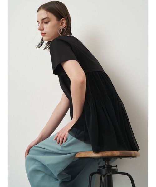 ELENDEEK（エレンディーク）の「バックプリーツチュールカットソー（Tシャツ/カットソー・レディース・ネイビー/ブラック/オフホワイト・FREE）」の17枚目の写真