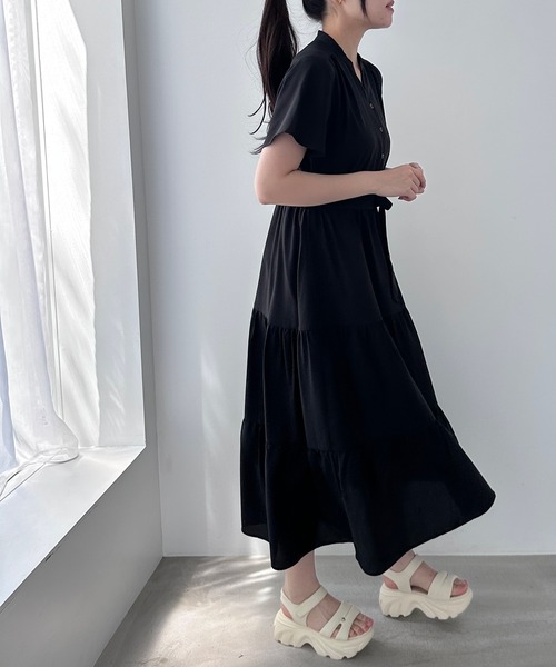 【国内買付】muta ストレッチメッシュ ティアードワンピース ストレッチメッシュ ティアードワンピース (フローラル) [全2色
