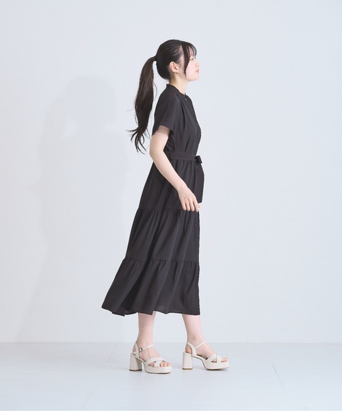 ワンピース Maaa0mmm NMDS25523(ワンピース) 60s ORGANIC CAMBRIC PLAIN BANDED COLLAR