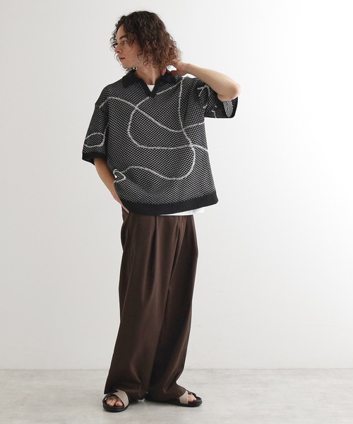 tk.TAKEO KIKUCHI（ティーケータケオキクチ）の「ラインアートニットポロ（ニット/セーター・メンズ・ネイビー/ホワイト/ブラック・01/02/03）」の11枚目の写真