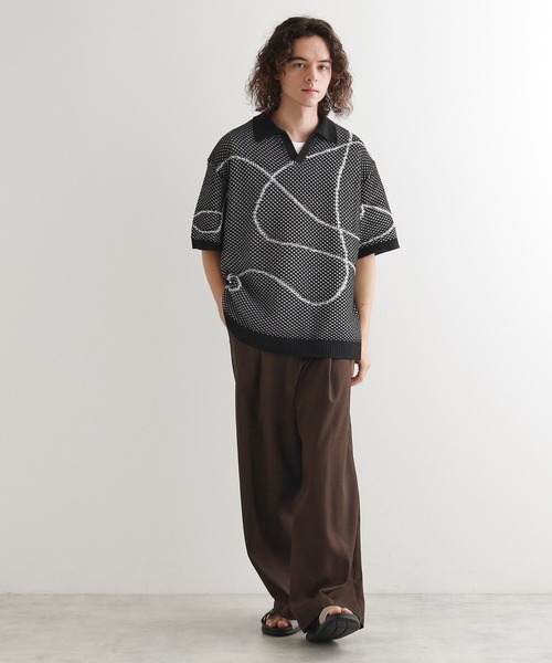 tk.TAKEO KIKUCHI（ティーケータケオキクチ）の「ラインアートニットポロ（ニット/セーター・メンズ・ネイビー/ホワイト/ブラック・01/02/03）」の10枚目の写真