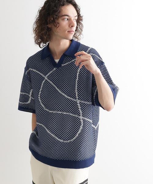 tk.TAKEO KIKUCHI（ティーケータケオキクチ）の「ラインアートニットポロ（ニット/セーター・メンズ・ネイビー/ホワイト/ブラック・01/02/03）」の13枚目の写真