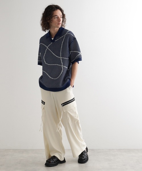 tk.TAKEO KIKUCHI（ティーケータケオキクチ）の「ラインアートニットポロ（ニット/セーター・メンズ・ネイビー/ホワイト/ブラック・01/02/03）」の15枚目の写真
