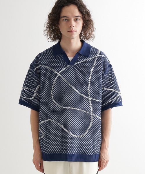 tk.TAKEO KIKUCHI（ティーケータケオキクチ）の「ラインアートニットポロ（ニット/セーター・メンズ・ネイビー/ホワイト/ブラック・01/02/03）」の17枚目の写真
