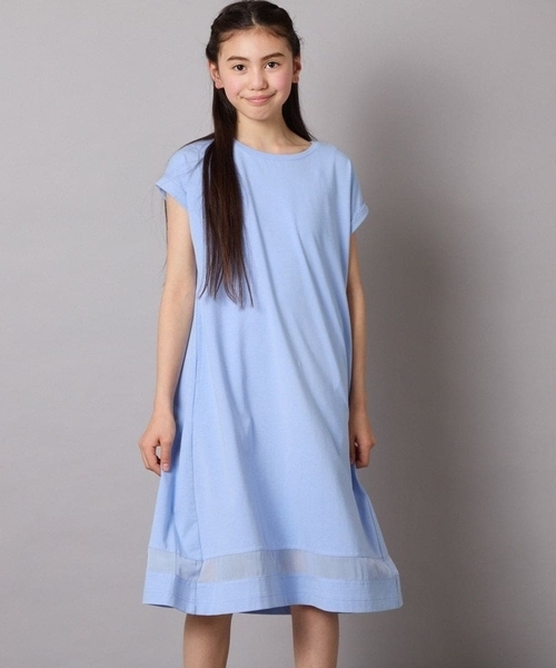 a.v.v（アーヴェヴェ）の「【毛玉になりにくい】[140-150]シアー切り替えワンピース（ワンピース・キッズ・ライトブルー/ブラック/ライラック/ミント/ブルー・140/150）」の4枚目の写真