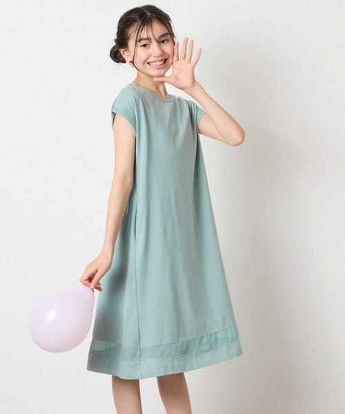 a.v.v（アーヴェヴェ）の「【毛玉になりにくい】[140-150]シアー切り替えワンピース（ワンピース・キッズ・ライトブルー/ブラック/ライラック/ミント/ブルー・140/150）」の8枚目の写真