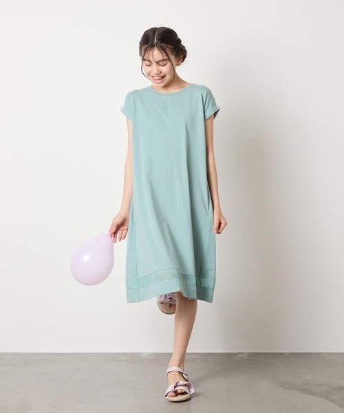 a.v.v（アーヴェヴェ）の「【毛玉になりにくい】[140-150]シアー切り替えワンピース（ワンピース・キッズ・ライトブルー/ブラック/ライラック/ミント/ブルー・140/150）」の10枚目の写真