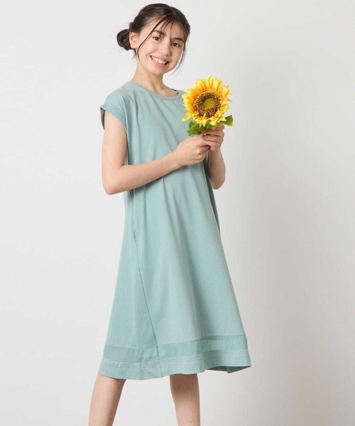 a.v.v（アーヴェヴェ）の「【毛玉になりにくい】[140-150]シアー切り替えワンピース（ワンピース・キッズ・ライトブルー/ブラック/ライラック/ミント/ブルー・140/150）」の3枚目の写真