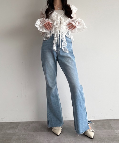 apres jour mignon（アプレジュールミニョン）の「カスケードフリルブラウス【ZOZOTOWN限定アイテム】（その他トップス・レディース・ブルー/ナチュラル/オフホワイト/ブラウン系その他/ダークブラウン/ブラック・X-LARGE/フリー）」の8枚目の写真