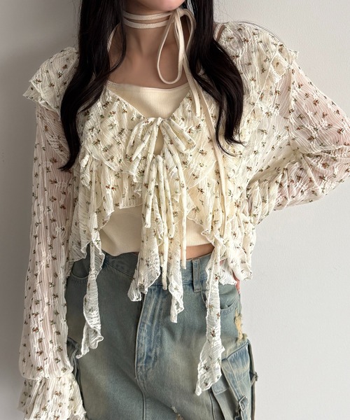 apres jour mignon（アプレジュールミニョン）の「カスケードフリルブラウス【ZOZOTOWN限定アイテム】（その他トップス・レディース・ブルー/ナチュラル/オフホワイト/ブラウン系その他/ダークブラウン/ブラック・X-LARGE/フリー）」の11枚目の写真