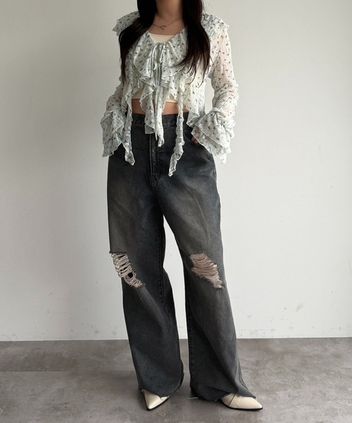 apres jour mignon（アプレジュールミニョン）の「カスケードフリルブラウス【ZOZOTOWN限定アイテム】（その他トップス・レディース・ブルー/ナチュラル/オフホワイト/ブラウン系その他/ダークブラウン/ブラック・X-LARGE/フリー）」の14枚目の写真