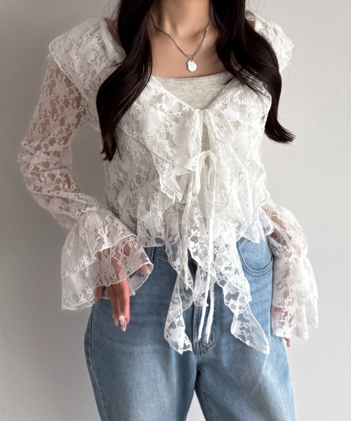 apres jour mignon（アプレジュールミニョン）の「カスケードフリルブラウス【ZOZOTOWN限定アイテム】（その他トップス・レディース・ブルー/ナチュラル/オフホワイト/ブラウン系その他/ダークブラウン/ブラック・X-LARGE/フリー）」の15枚目の写真