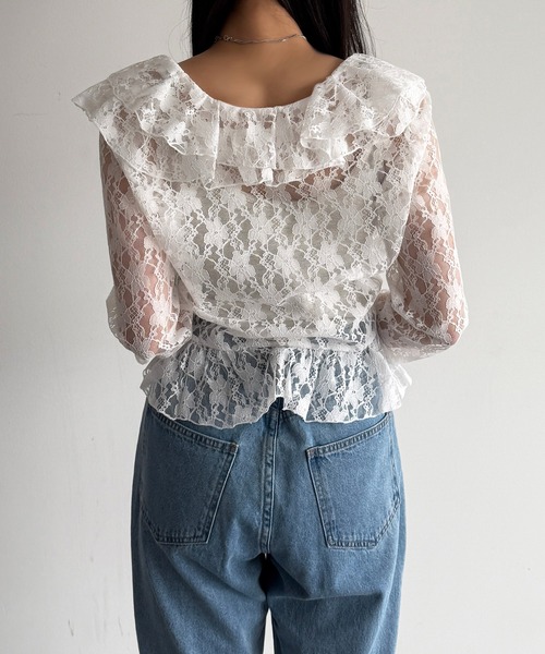 apres jour mignon（アプレジュールミニョン）の「カスケードフリルブラウス【ZOZOTOWN限定アイテム】（その他トップス・レディース・ブルー/ナチュラル/オフホワイト/ブラウン系その他/ダークブラウン/ブラック・X-LARGE/フリー）」の17枚目の写真